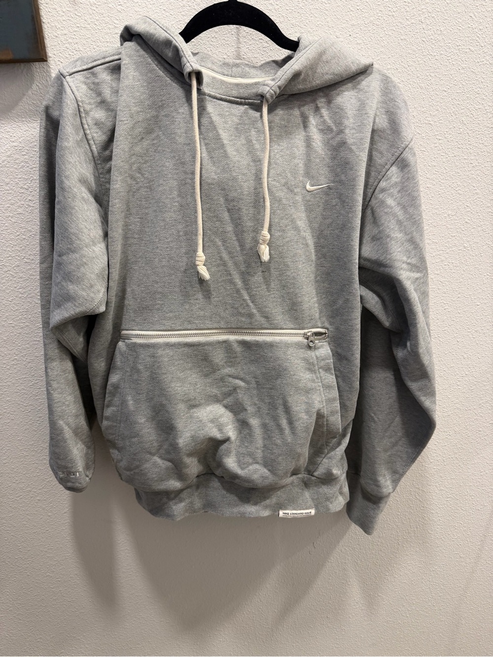 Nike Light Gray Crewneck Hoodie with Zip Pocket